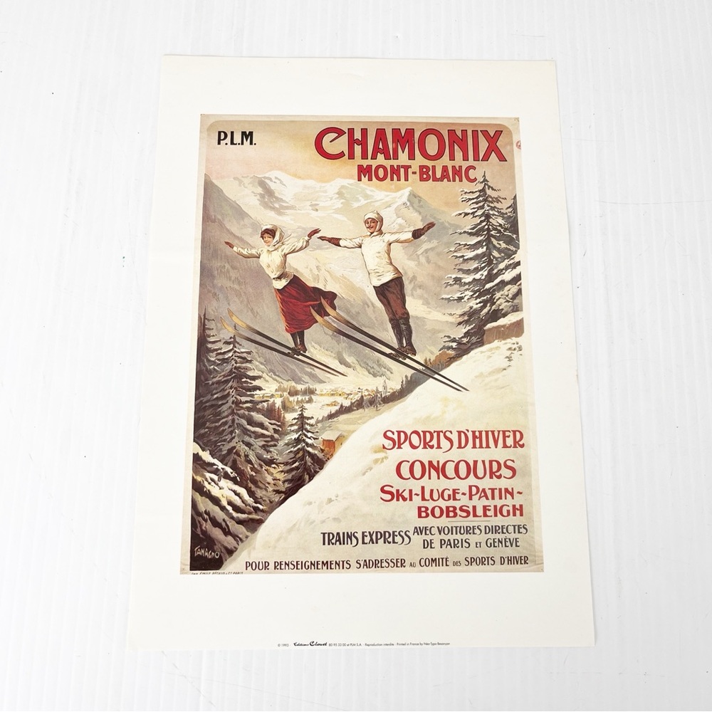 Vintage 1993 Editions Clouet Chamonix Mont Blanc Poster Art 11.5 x 8